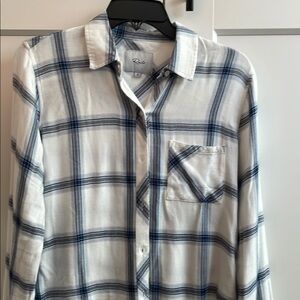 Rails Blue and White Casual Button Down Shirt